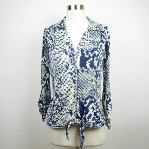 CACHE Blue & black 3/4 length stretch blouse top